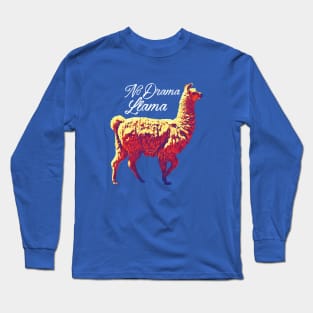 No Drama Llama - Red Fiery Tritone Design Long Sleeve T-Shirt